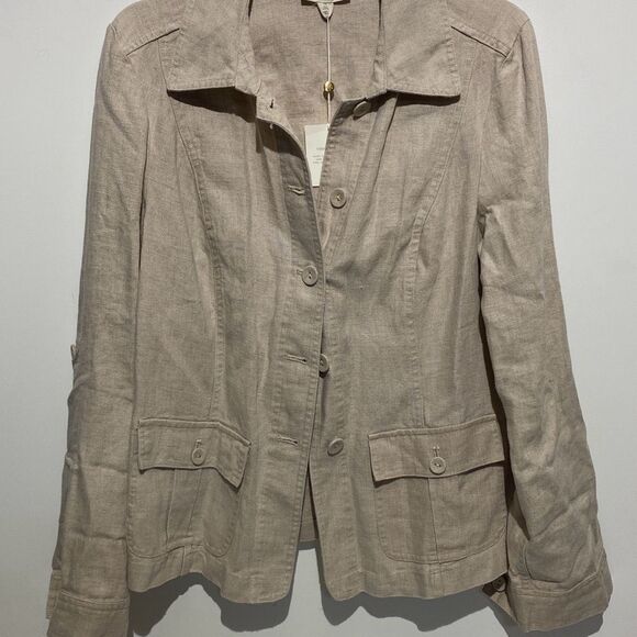 Charter Club Women's Cream 100% Luxury Linen Blazer Jacket Size Medium NWT - Picture 1 of 15